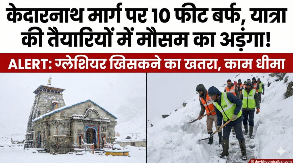 Kedarnath pedestrian walkway covered with 9 feet snow